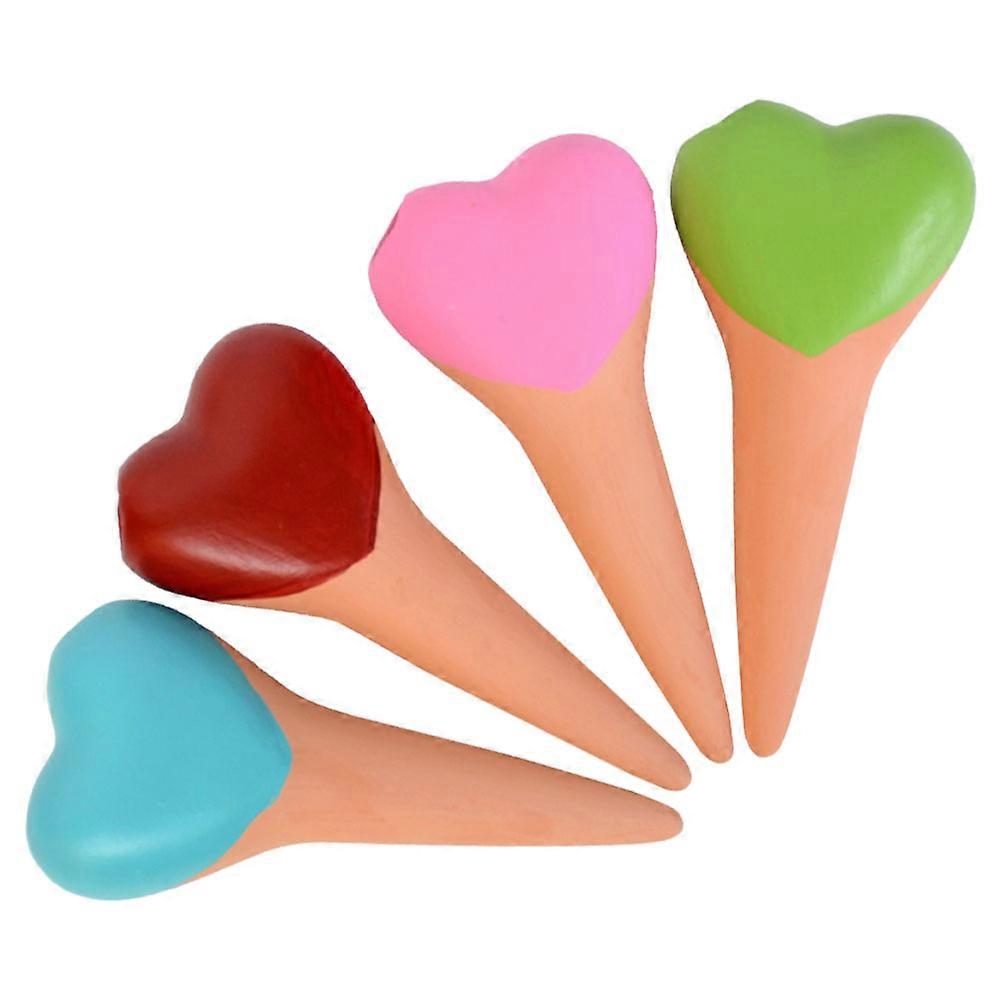 Self Watering Spikes Red Ceramic Heart Shaped Automatic Watering System for Indoor Plants 4Pcs