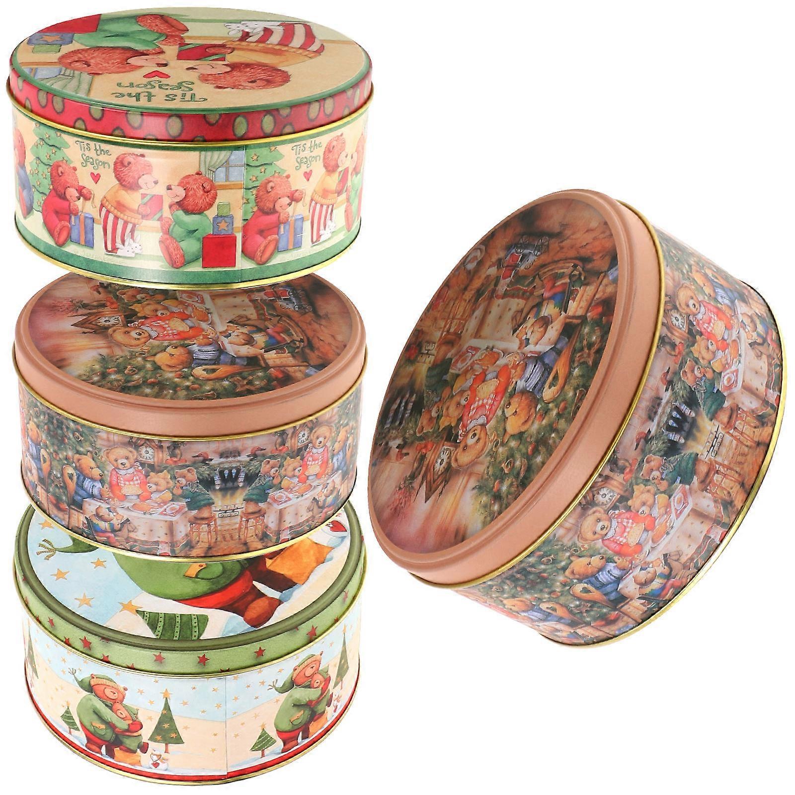4 Christmas Candy Boxes Mixed Style Cartoon Tins for Cookies, Party Favors & Holiday Decor