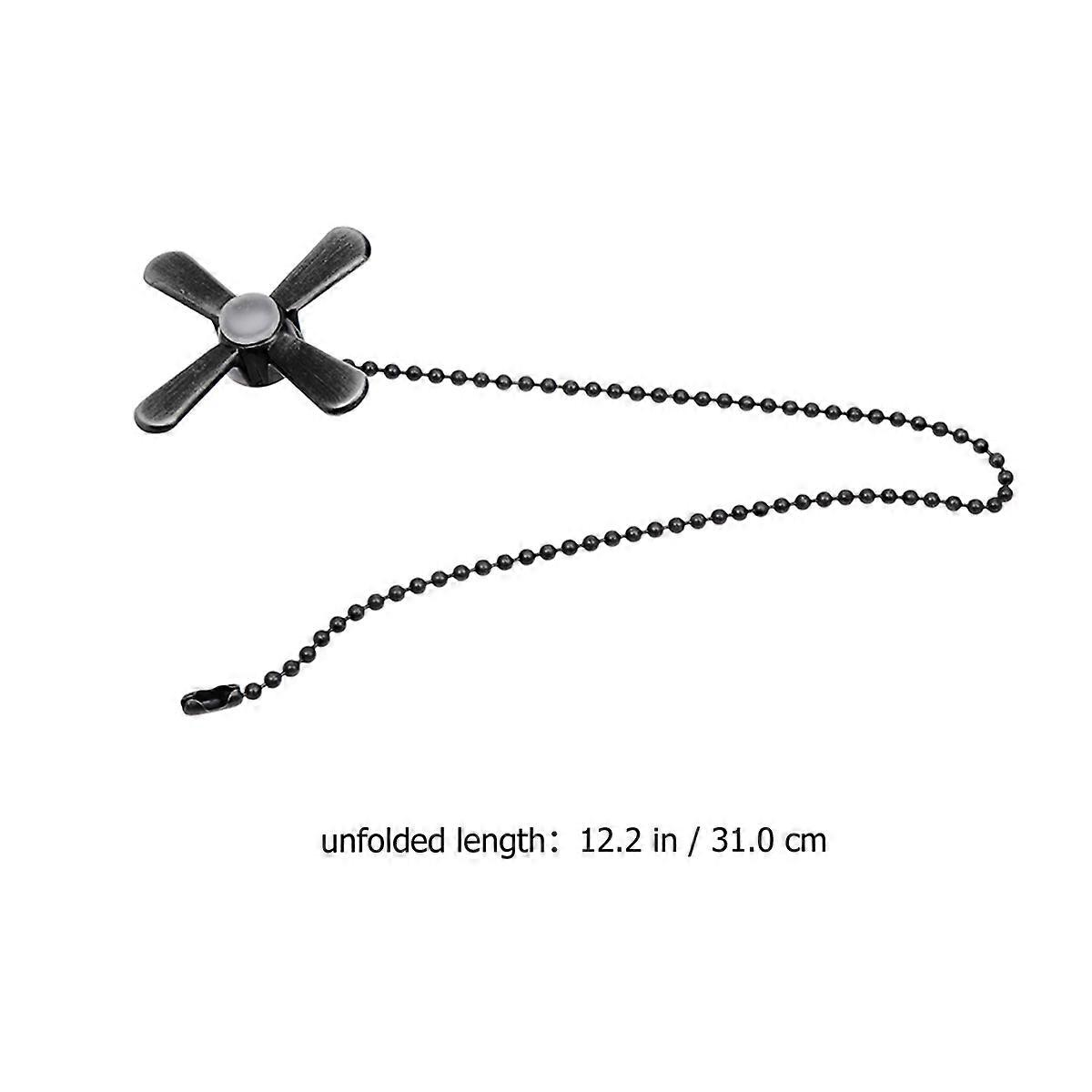 Beaded Chain Fan Cord Ceiling Light Chain Metal Fan and Bulb Pendant Pulls Set Black 1Set