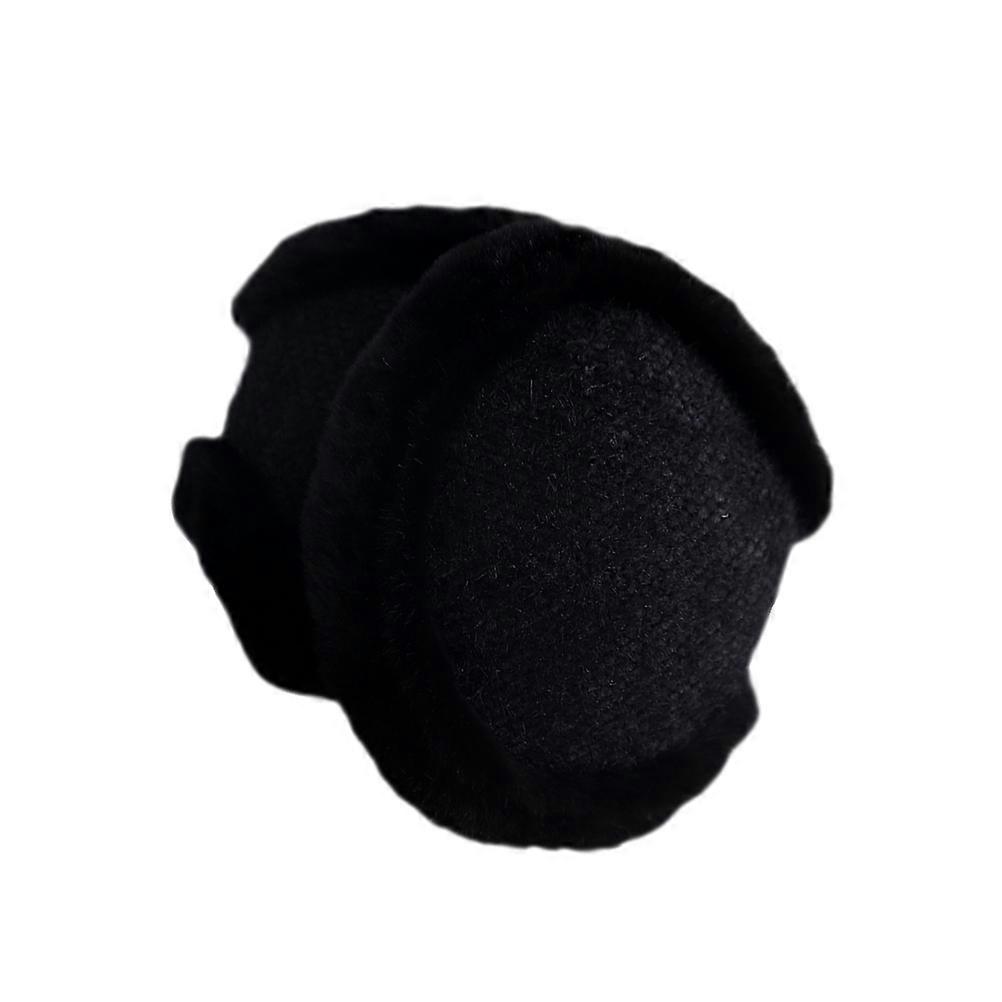 Warm Earmuffs Black Chenille Windproof Earmuff for Wearing 1Pcs
