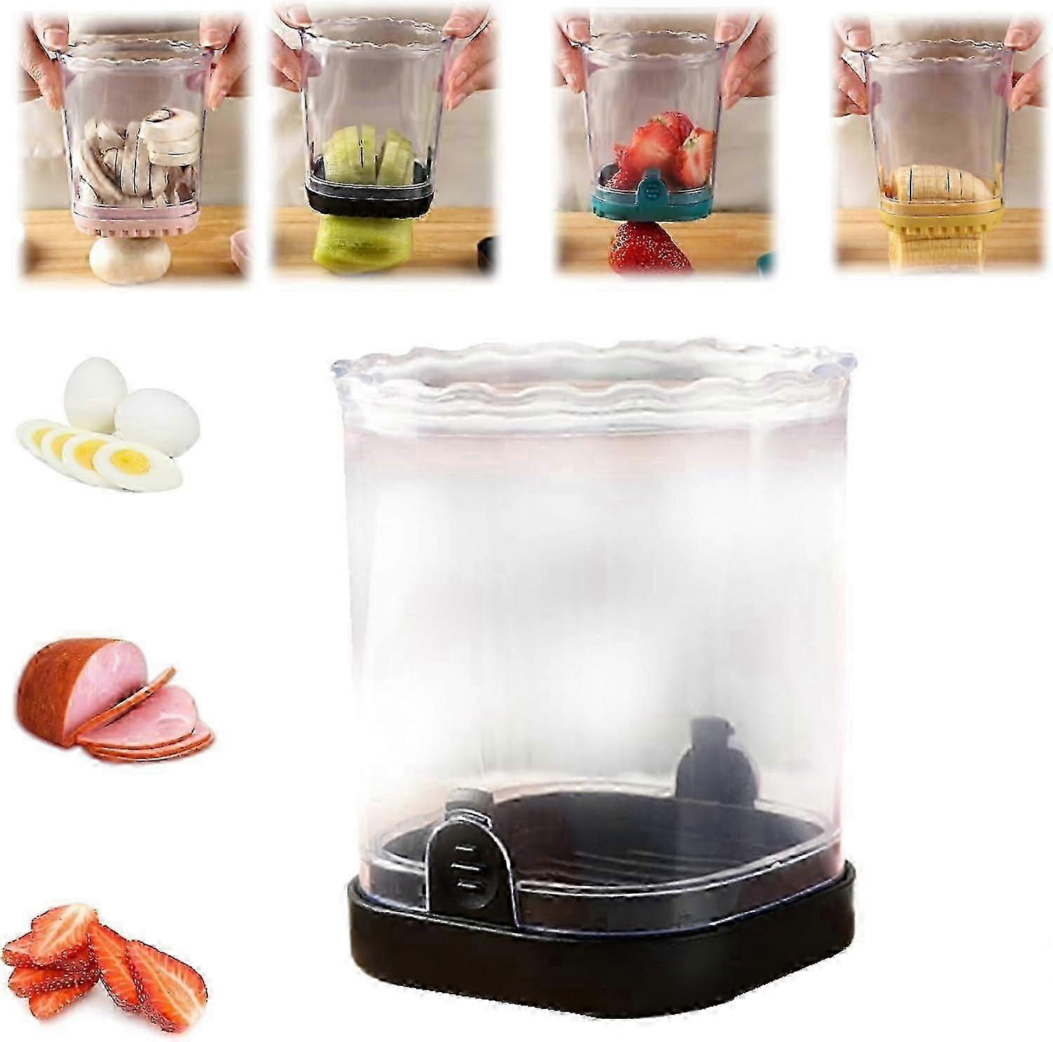 Fruit Slicer Cup, Stainless Steel Slicing Cup, Strawberry Slicer, Banana Slicer, Grape Cutter, Egg Slicers, Detachable Fruit Cutter Slicer with Push P