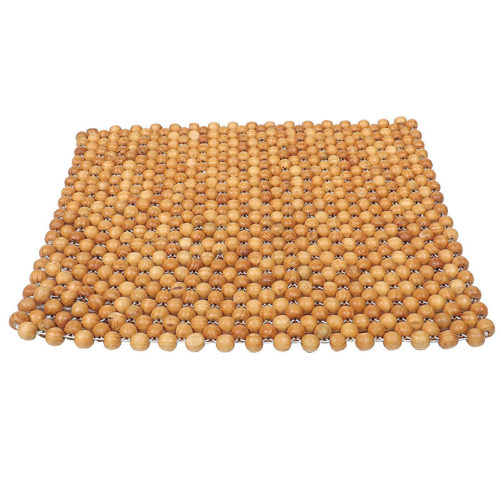 Seat Protector For Car Seat Beaded Seat Cover Square Wood Light Brown 45x45cm Cooling Breathable 1Set