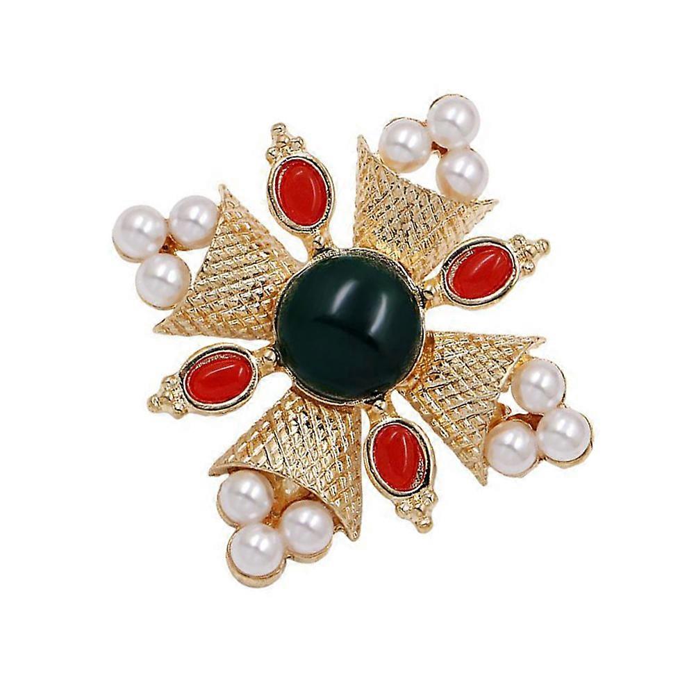 Artificial Pearls Cross Shaped Imitation Pearl Inlaid Alloy Brooch For Elegant Classic Style 1Pack