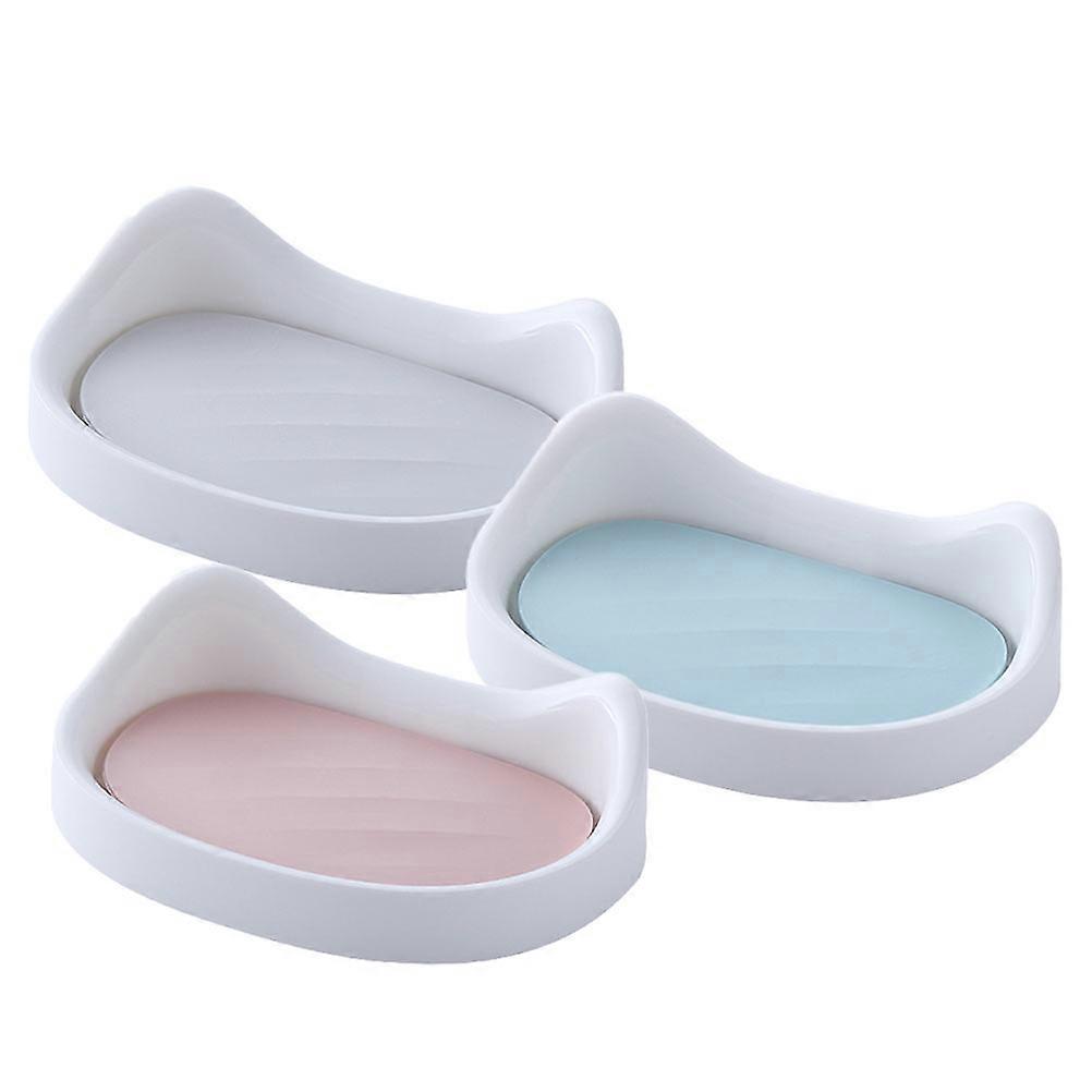 Cat Shaped Double Layer Soap Holder Set – 3pcs, Detachable Design for Easy Cleaning, Suitable for Bathroom and Shower Use