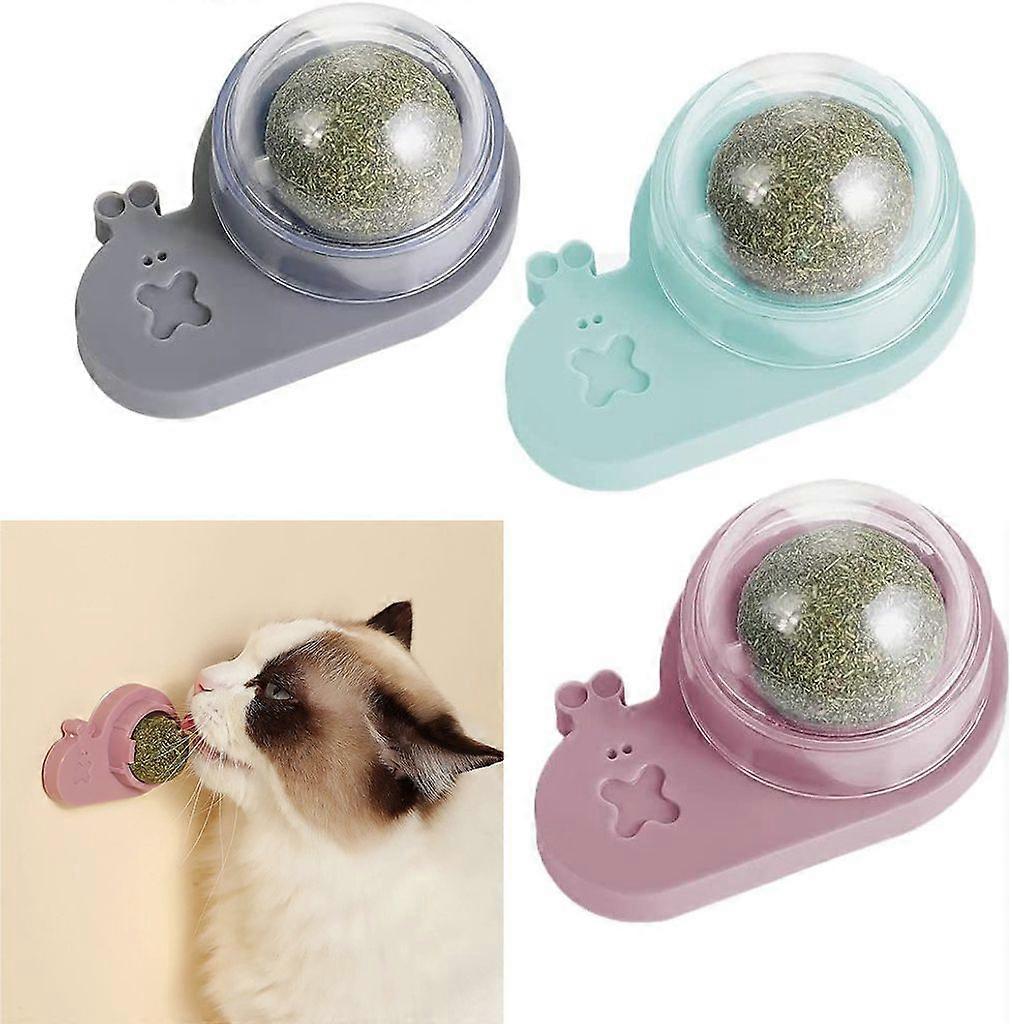 3pcs Catnip Ball Toys, Rotating Catnip Wall Roller for Cat Teething - Catnip Balls Toys