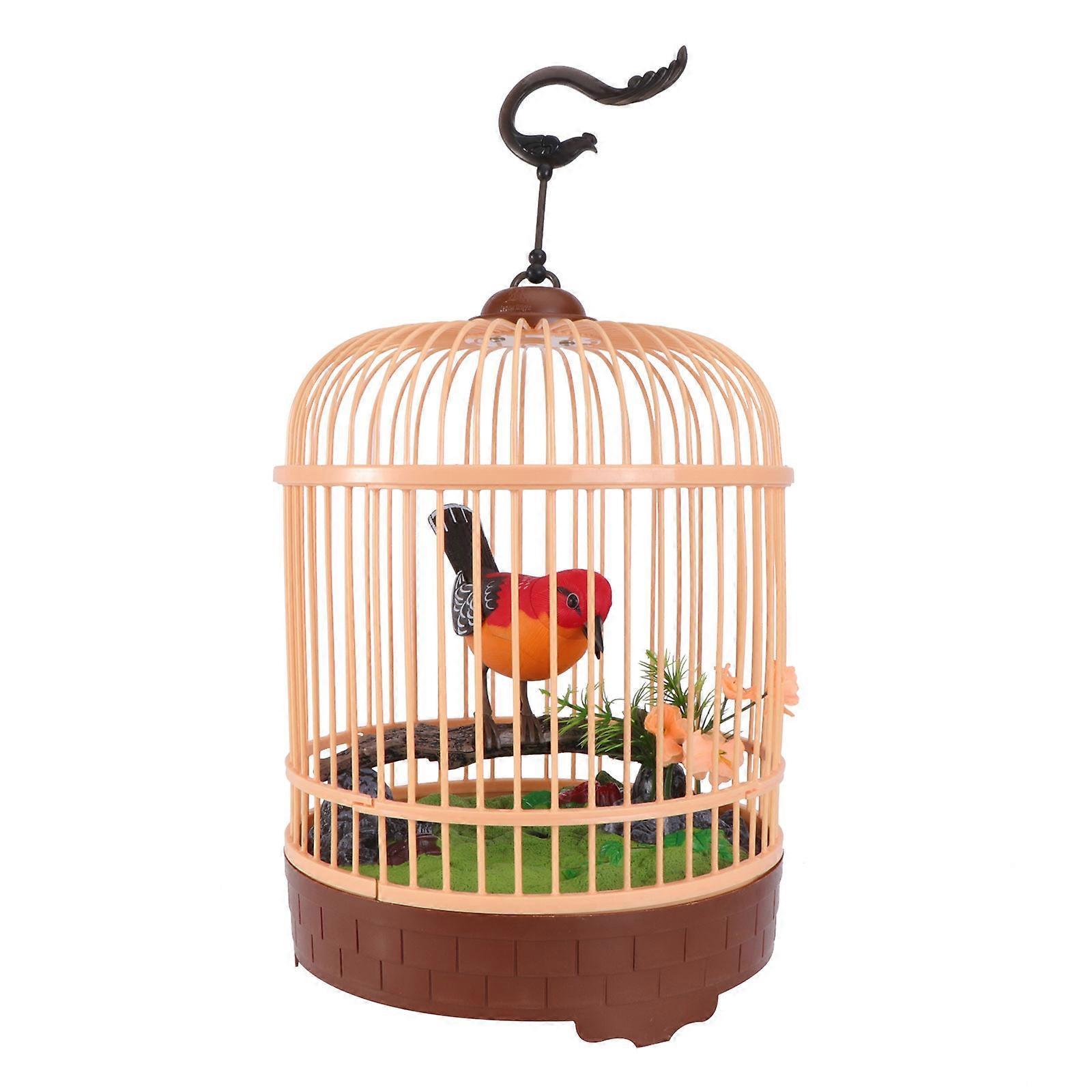 Childrens Electronic Toy Inductive Educational Toy Birdcage Shape For Children Educational Use Khaki 21.5X16X16cm Observation Ability Cultivation 1 Pc