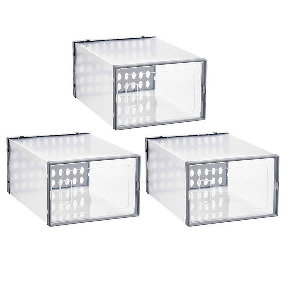 Shoes Display Box Rectangular Simple Design PP Plastic 34X24X15.5CM 3Pcs