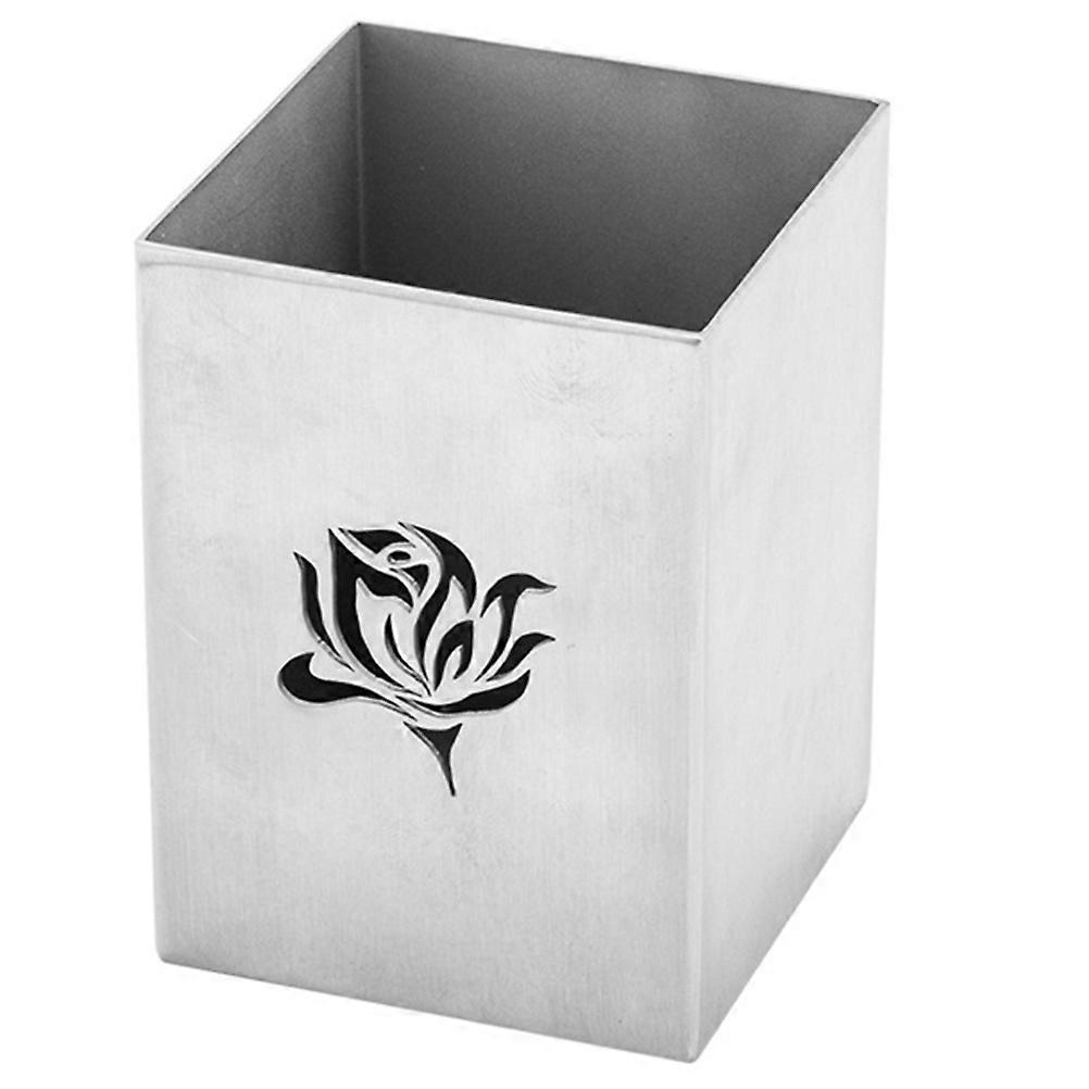 Pen Storage Stainless Steel Pen Holder Office Supplies Desktop Organization Silver 7x7x9cm Square 1Set