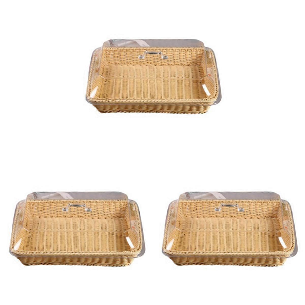 Basket With Lid,Basket With Lid for Food, Beige