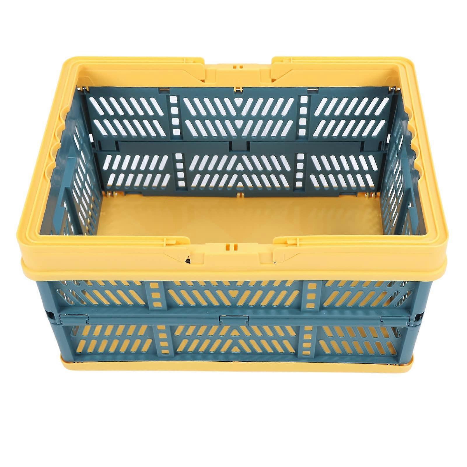 Foldable baskets with handles, PP storage boxes for organizing food home kitchen bedroom classroom office (yellowgreen, large size) Ref: 3271