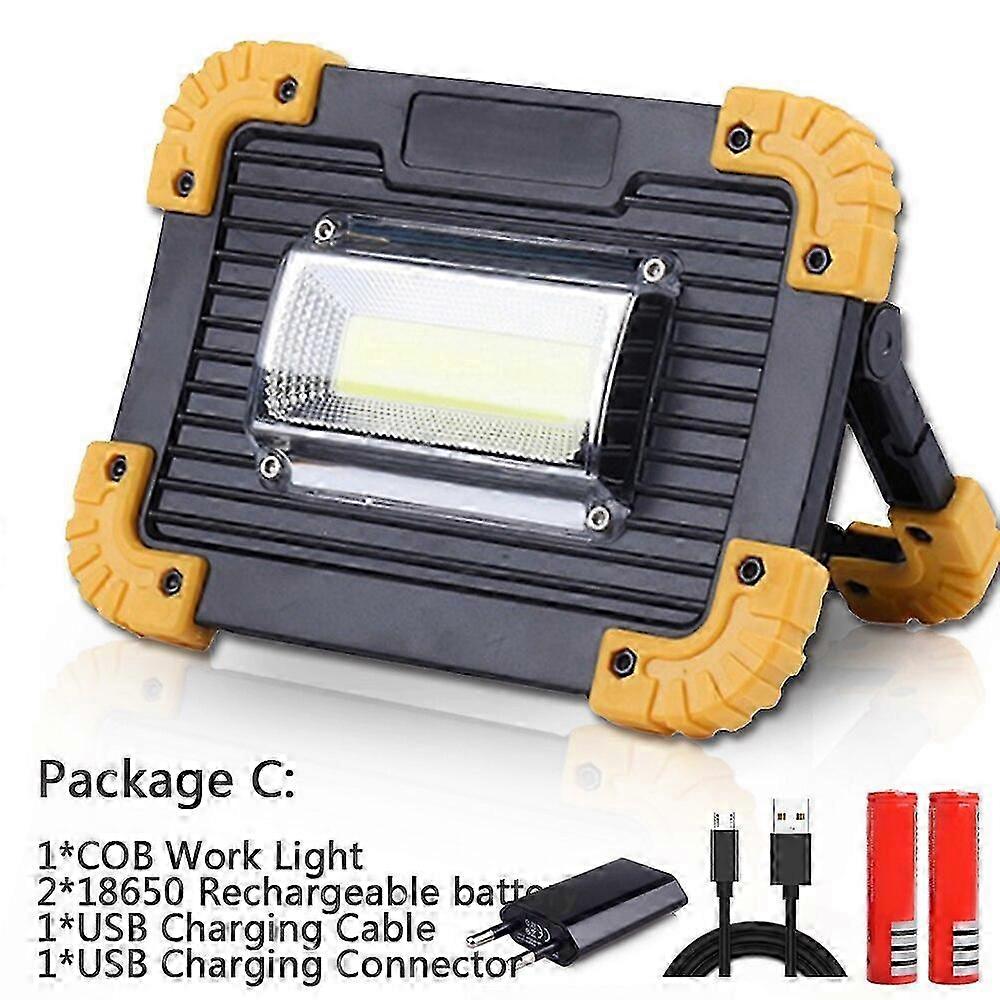 Portable Waterproof LED Work Lamp with 4 Modes, Rechargeable Floodlight for Camping and Emergency Use