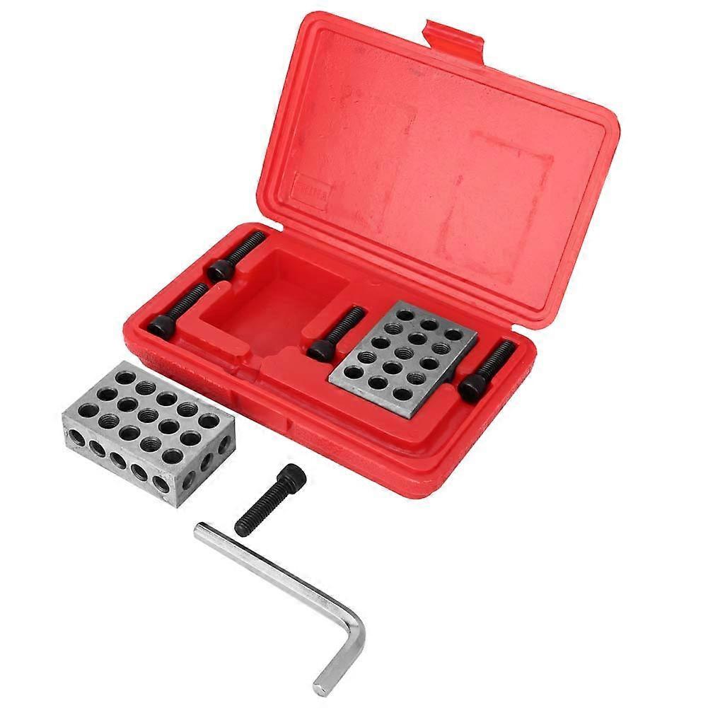 Precision 1-2-3 Blocks Set 0.0001 Inch Tolerance with 23 Holes Screws and 90° V Block Clamp End Dimensions