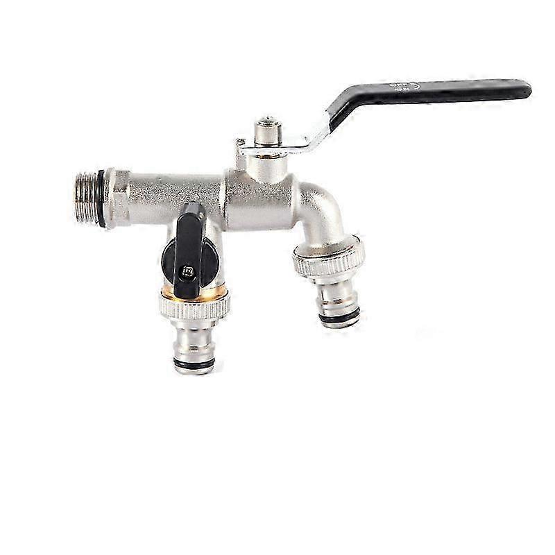 Robinet de jardin, robinet en laiton à double sortie pour potager et machine à laver