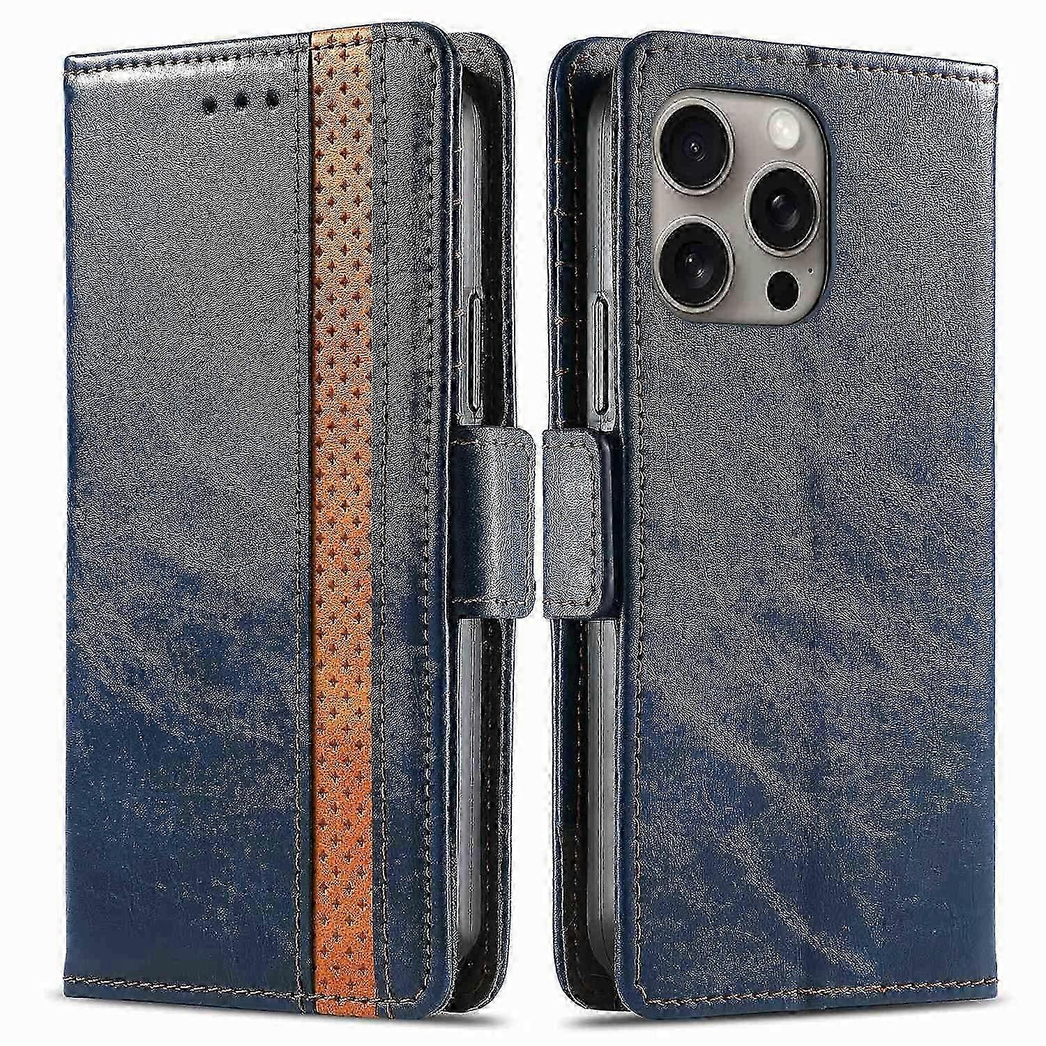 Case Stand Wallet Splicing PU Leather Cover for iPhone 16 Pro
