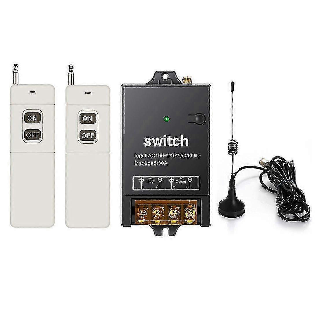 Long Range Wireless RF Switch, 3000M, AC 100-240V / 40A Relay for Water Pump and Lighting