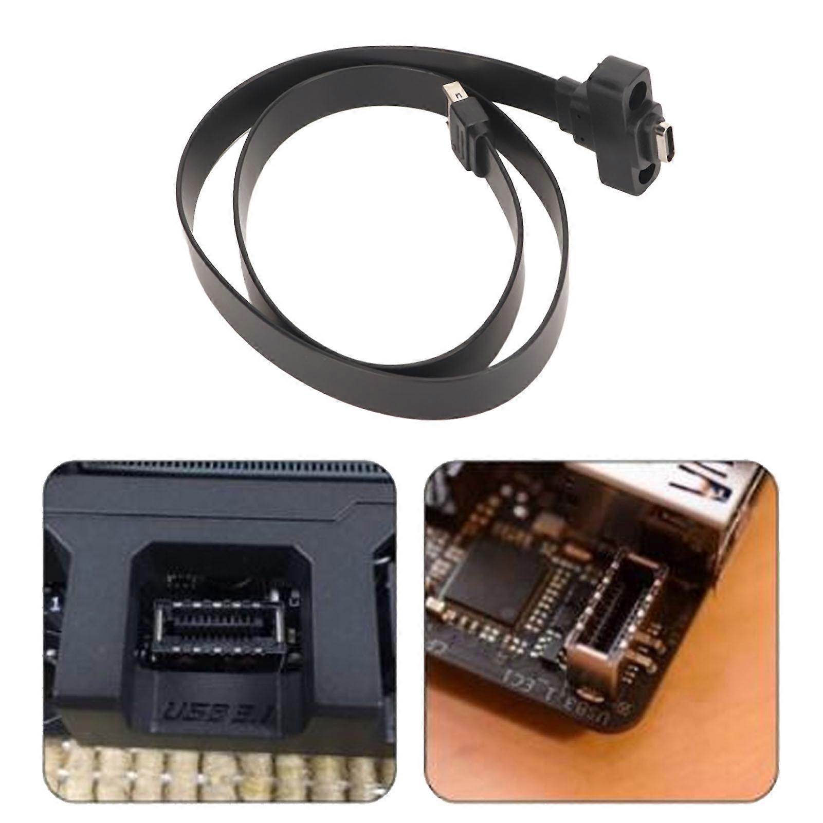 USB 3.1 Type C Front Panel Header Extension Cable with Nut Design 10Gbps Flexible 1.64ft Length Type E to Type C Extension Cable 