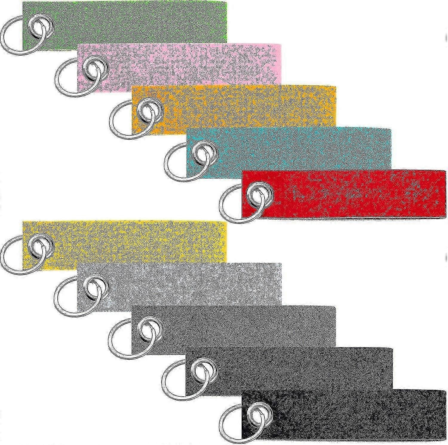 DIYデコレーションクラフトキーホルダー用のステンレス鋼リング付き20個のフェルトキーリング、自分でキーリングを空白にするための13x3 cm