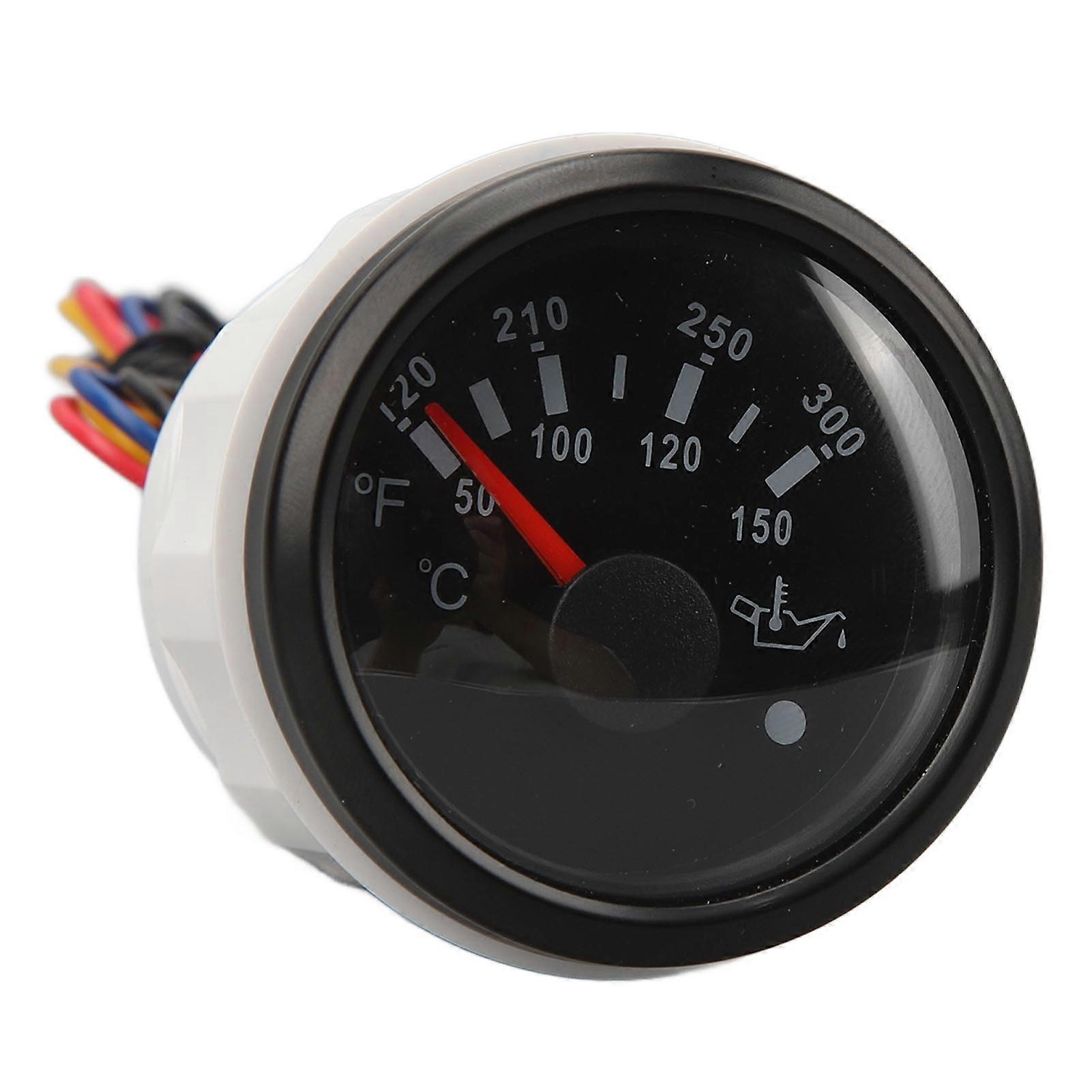 52MM Oil Temperature Gauge DC9 to 32V Double Scale Pointer High Precision Sensors for RVs Yachts Fishing Boats Ships Black Cover