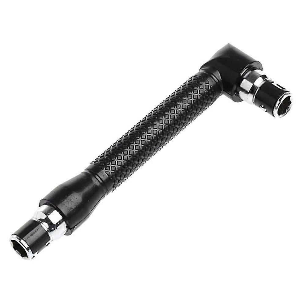 Double-headed L-shaped Socket Wrench Extension Handle Screwdriver 1/4'' Hex 90 Degree Right Angle Screwdriver Adapter (Black)