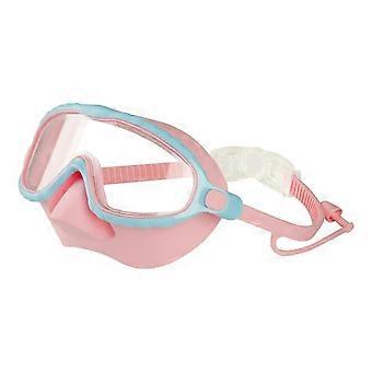 Swimming goggles with nose cover for children, waterproof diving mask pink-Yvan