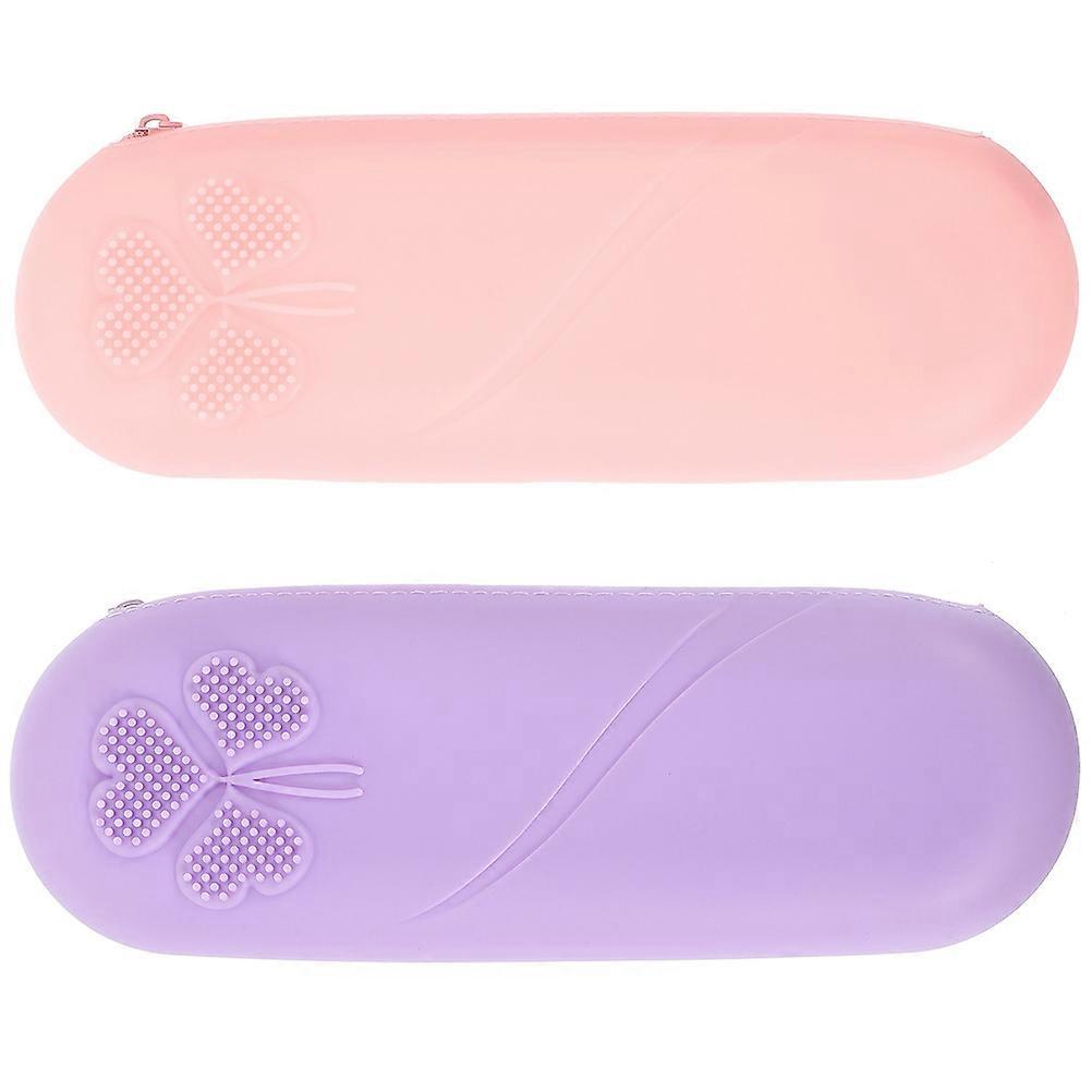 Makeup Brush Storage Pouch Portable 2pcs Tool Organizer Bag for Travel with Stylish Design