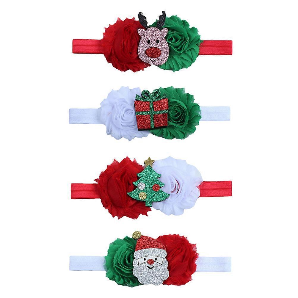Christmas Headbands Comfortable to Wear Flower Shape for Babies Assorted Color 18x8x1.5cm 4Pcs
