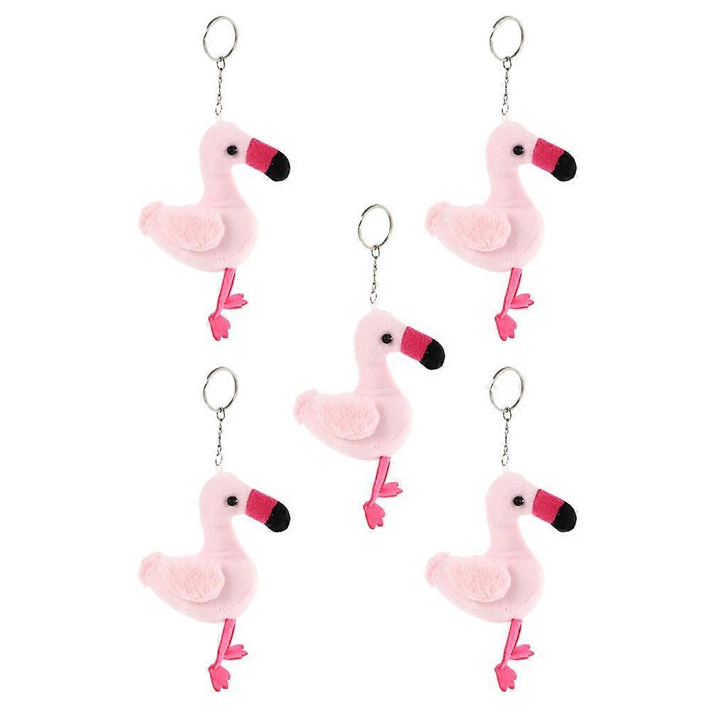 Masteelf 5Pcs Flamingos Key Ring Pendants Cute Cartoon Plush Flamingos Hanging Decor