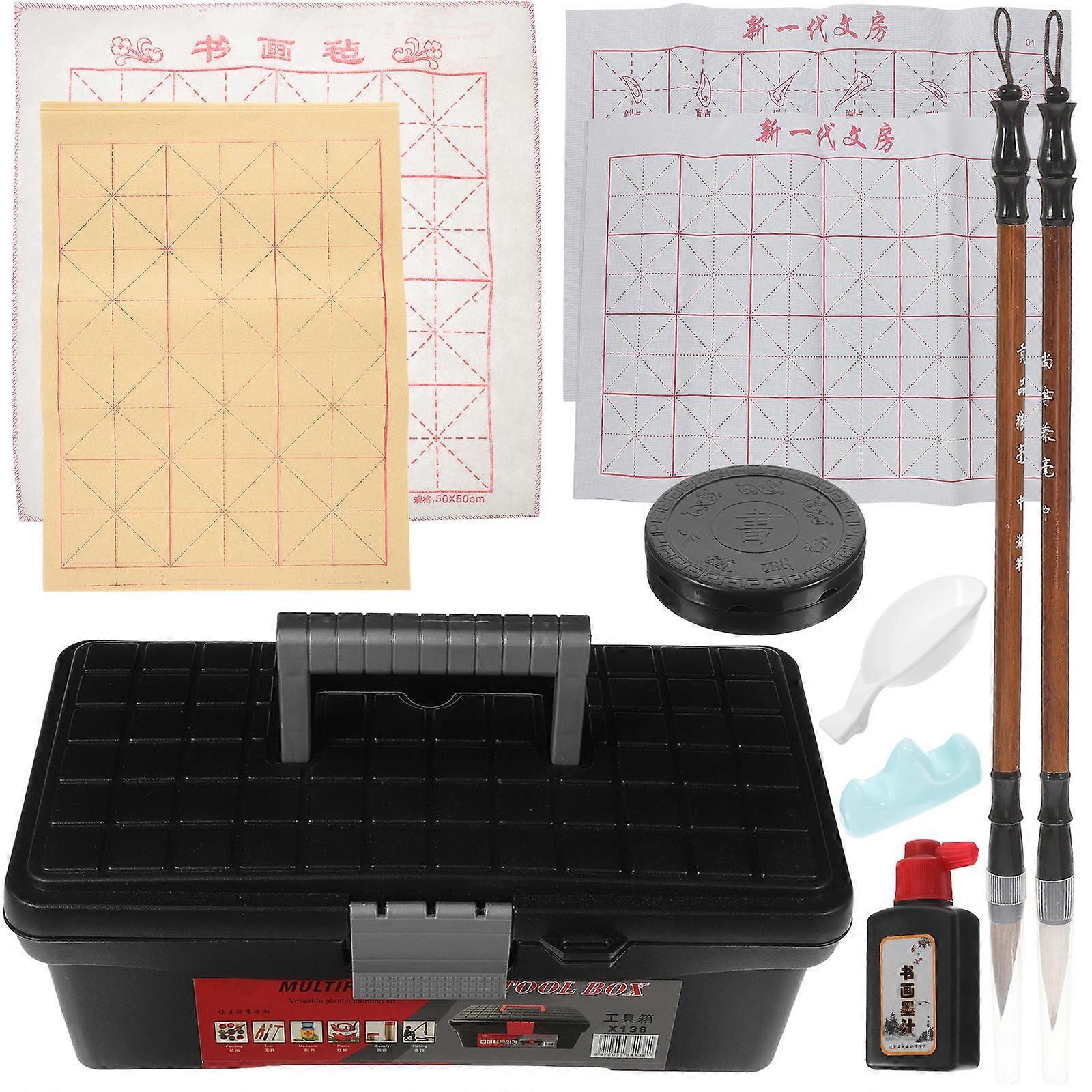 Beginner Writing Cloth Caligraphy Kits For Beginners Home Display Antique Style Wooden Calligraphy Practice 1 Set
