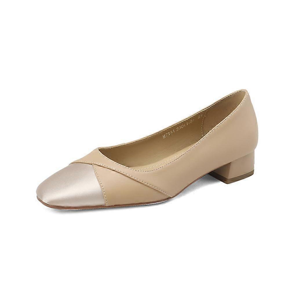 Women's Medium Heel  Heels Thick Heel Square Toe Flat Sole Shoes Soft Comfortable 3 cm Height Increase Elegant Single Shoes EU 40 Brown