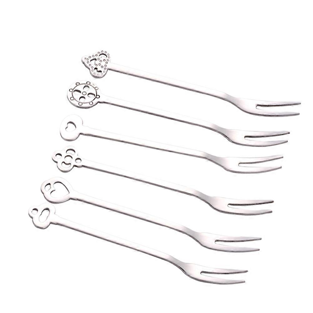 Fruit Forks Stainless Steel Special Occasions General Household 12.5x1x0.3cm 6Pcs/Set