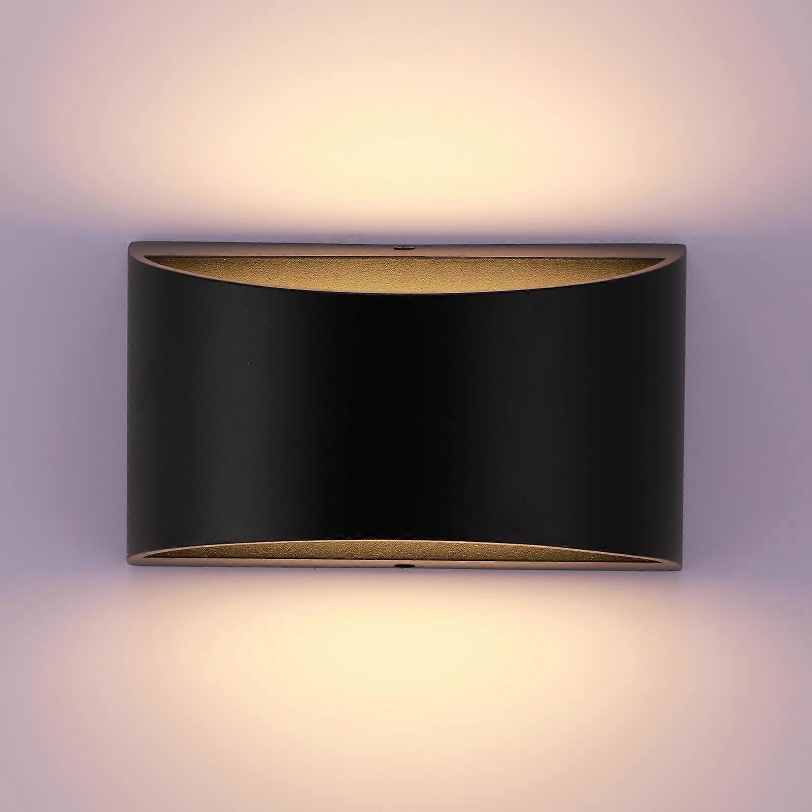 9W Up Down Wall Light Black Warm Light 2pcs