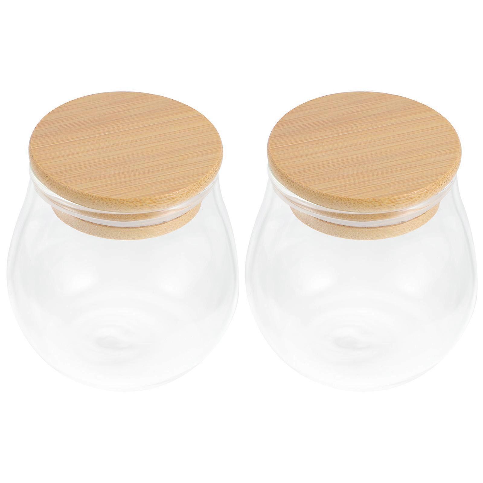 Tea Container Glass Storage Bottle Kitchen Use 8x8x8CM Sealing 2Pcs