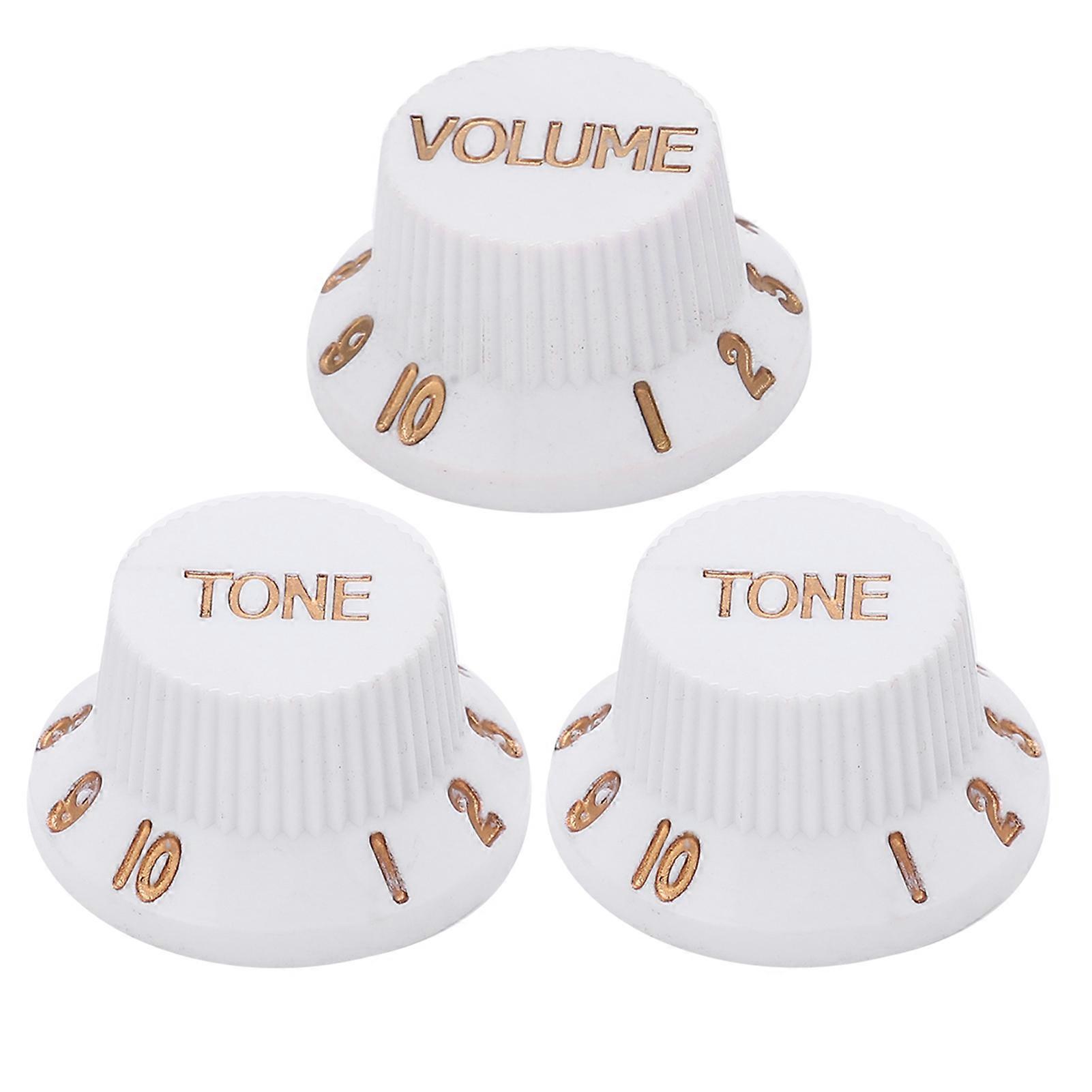 3Pcs Guitar Control Knob 1 Volume 2 Tone Fit Top ABS Set Kit Instrument Accessory ReplacementWhite