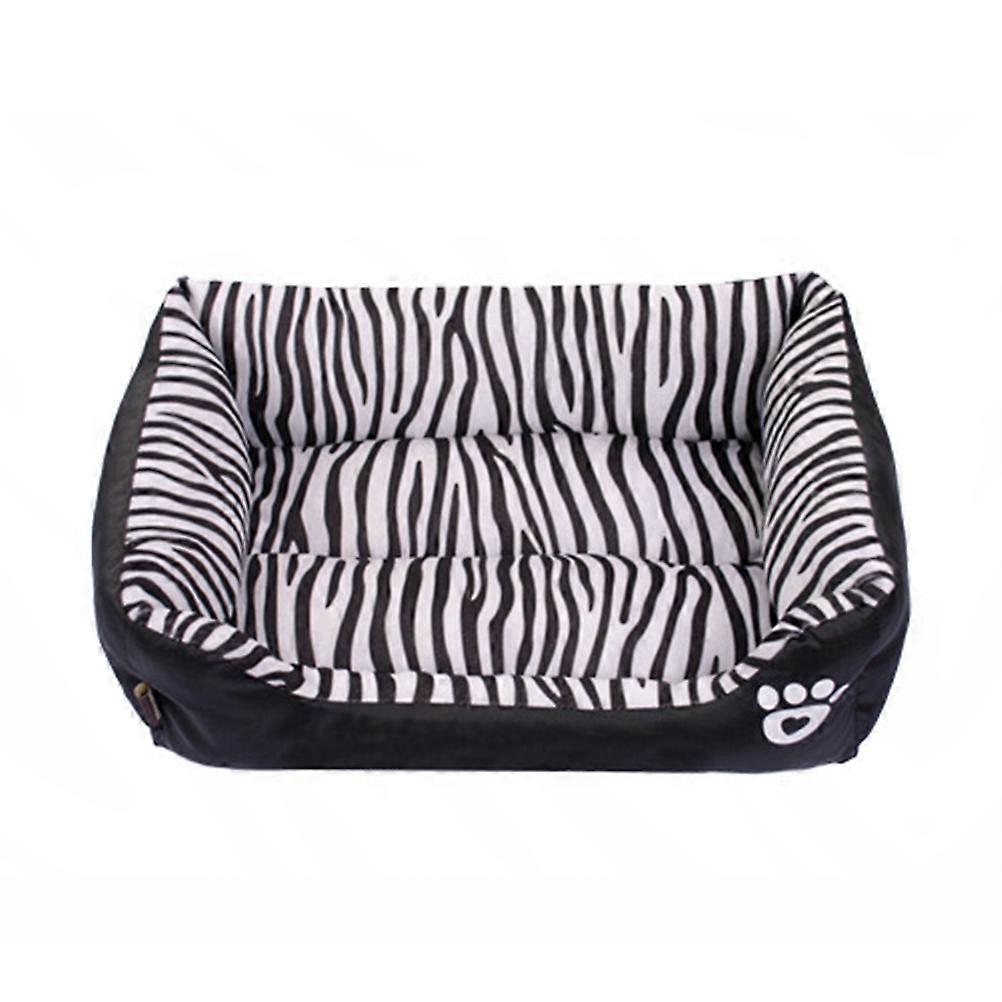 Zebra Pattern Pet Bed Cozy Dog Cushion and Cat House Mat Size S for Autumn and Winter