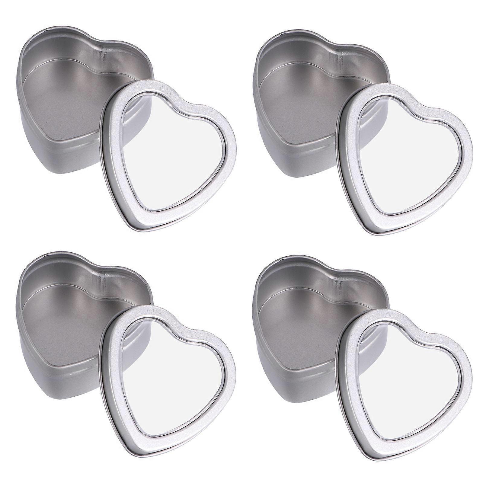 12pcs Tinplate Candy Boxes with Transparent Window for Storage Silver Color
