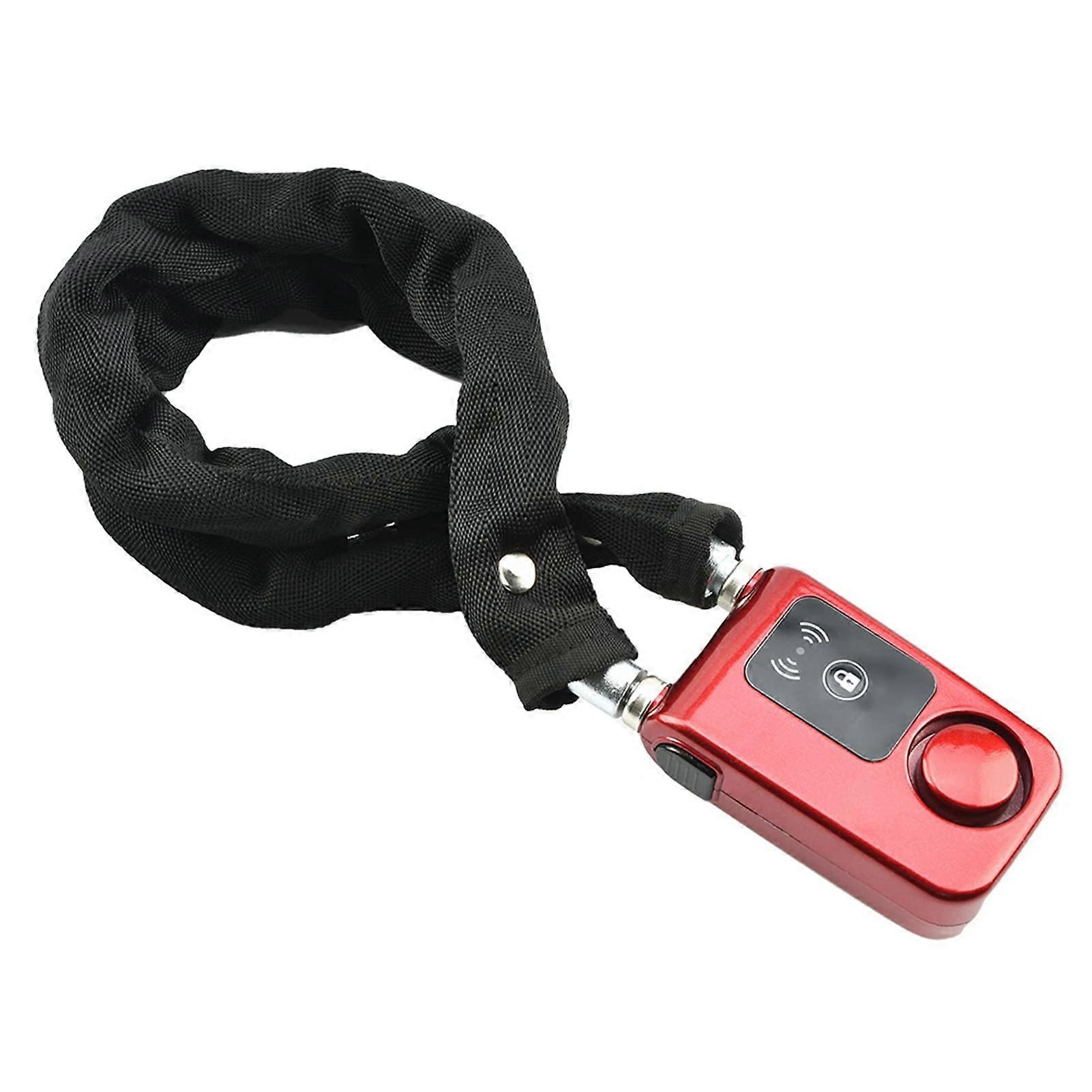 Bicycle Lock Alarm Waterproof Smart Chain Lock Anti-Theft Smartphone Control Red Color