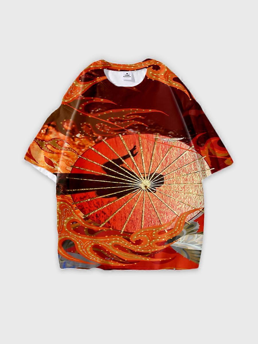 T-shirt round neck Role Pattern loose short sleeve E1018