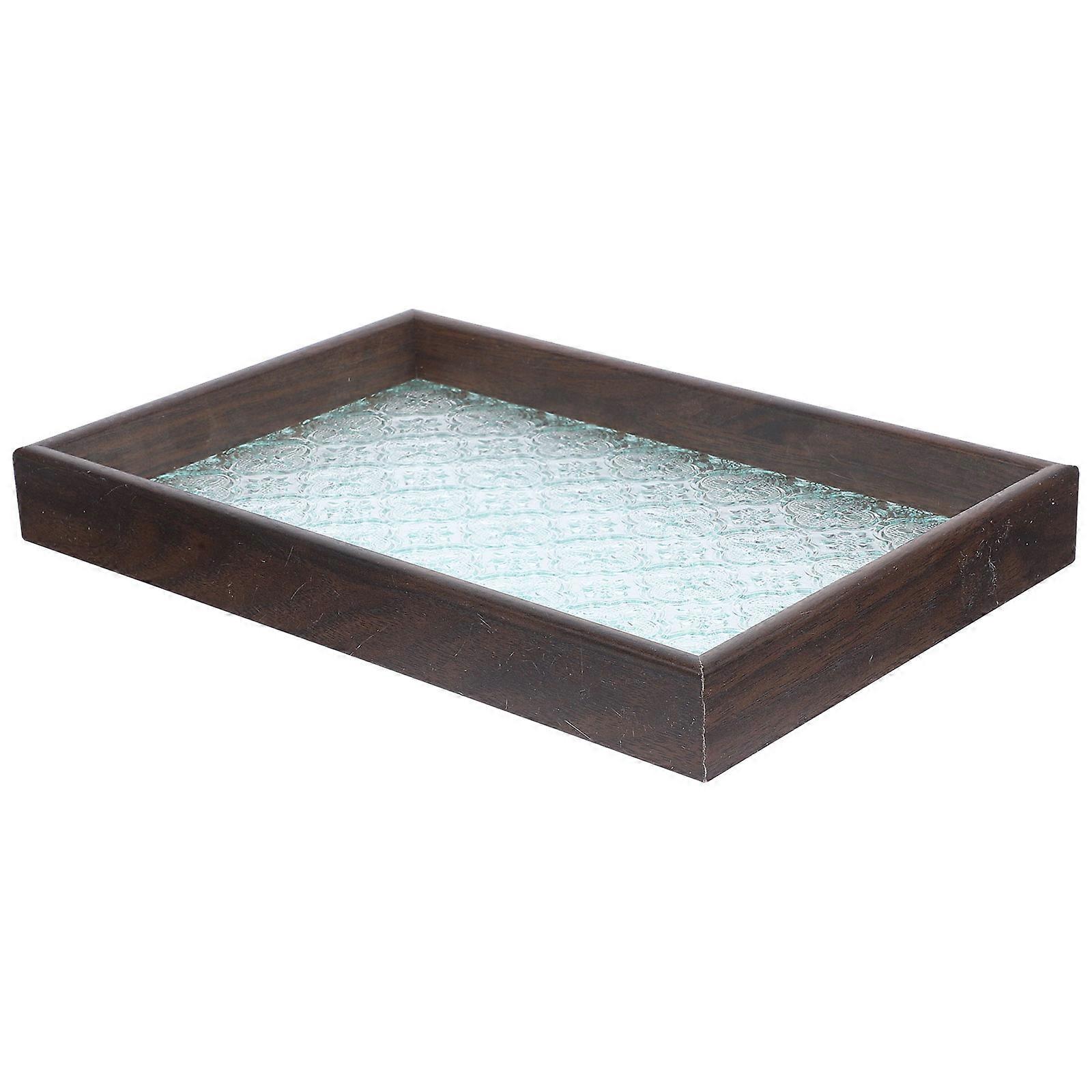 Brown Glass Tray with Flower Pattern for Home Use Lightweight and Versatile Snack Plate