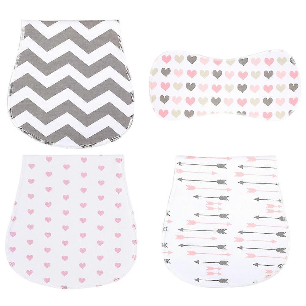 Infant Burp Cloths Baby Drool Bibs Absorbent Assorted Color Burping Time 4Pcs