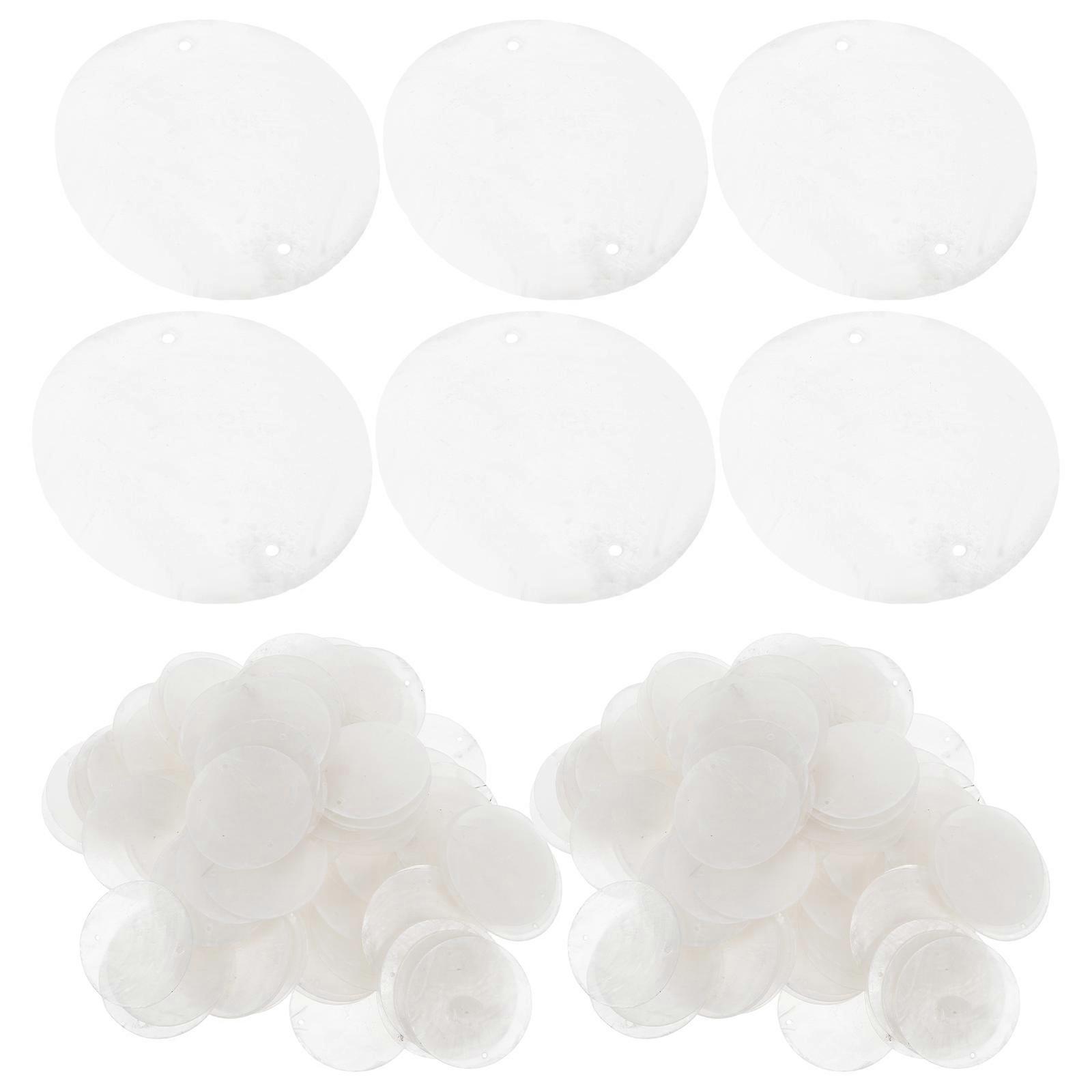 Round Shells Pieces Handmade Wind Chime DIY Shells Slice for Decoration 100Pcs