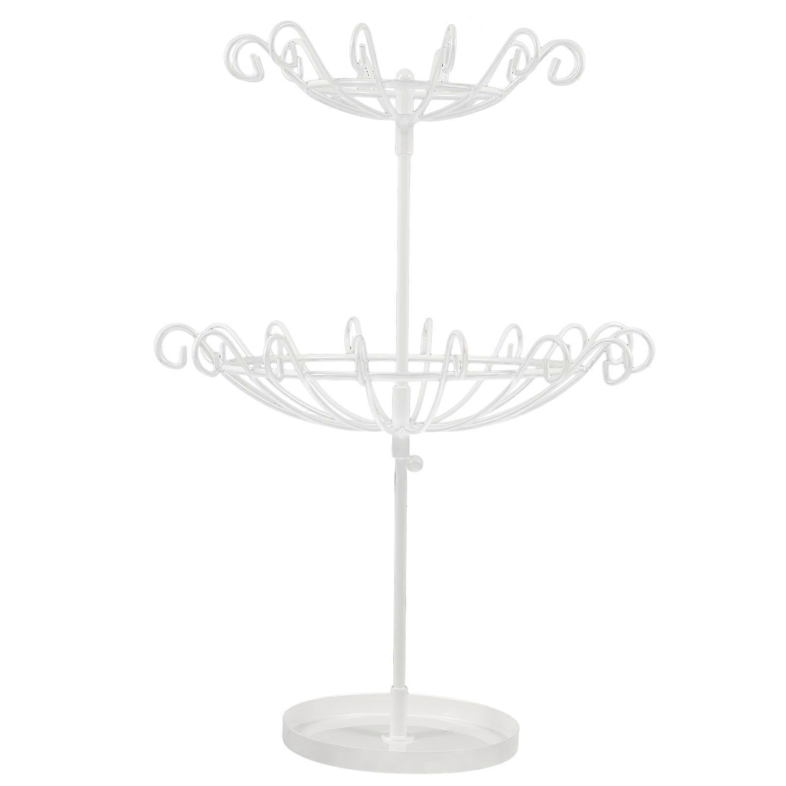 Multi-Tier Key Ring Jewelry Display Stand Bedside Table 360-Degree Rotation Iron 1Set