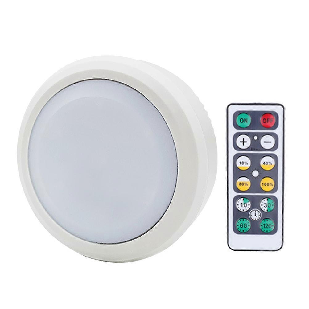 White LED Puck Lights Designed For Corridor And Living Room Usage With Battery Powered Wireless Touch Feature Providing Dimming Options In 1Set