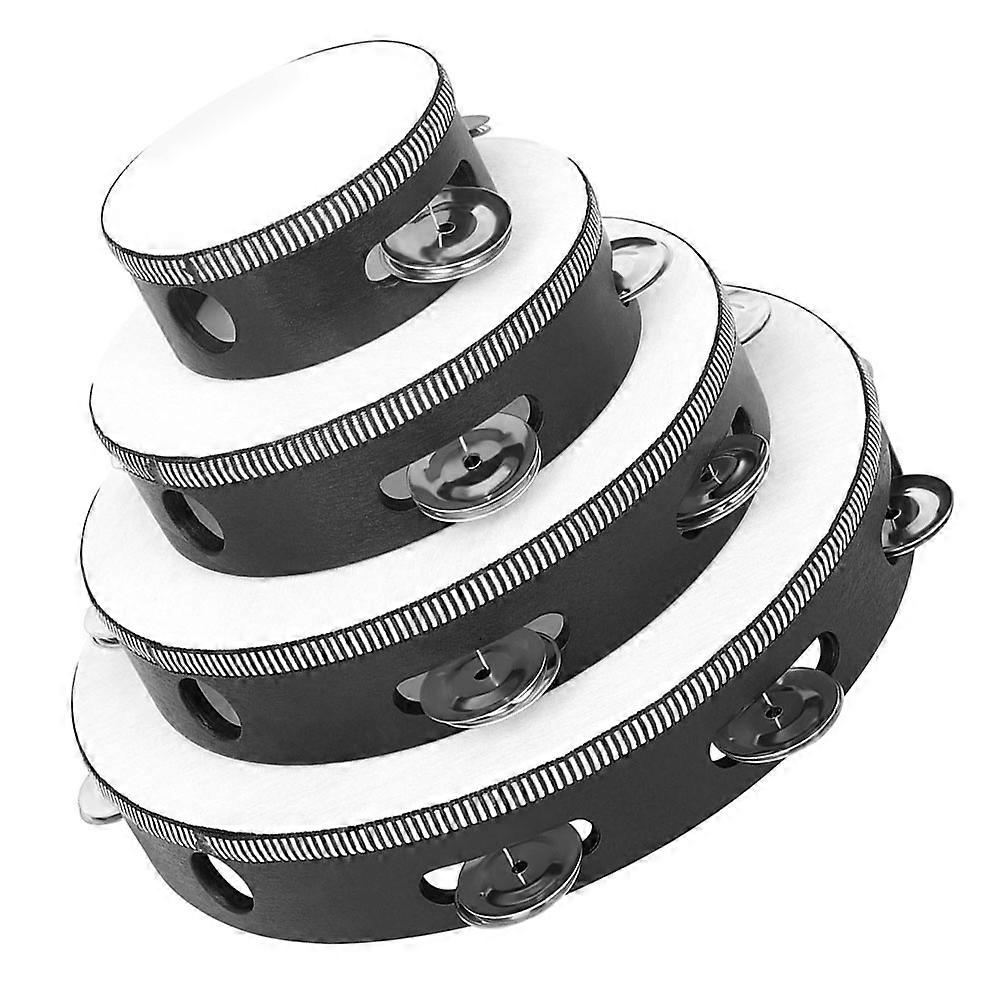 4pcs Tambourine Drum Natural Lightweight Durable Musical Instruments for Performance, Dance, and Music Education Activities