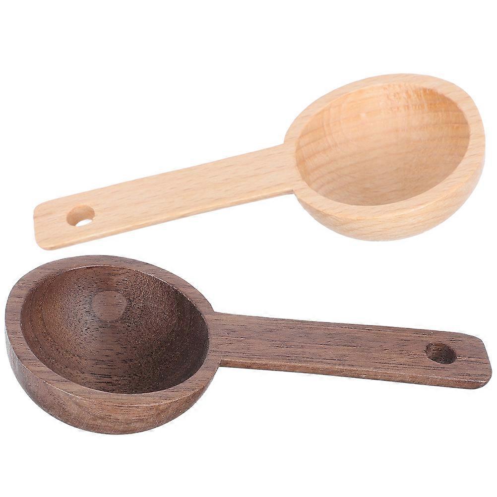 2Pcs Coffee Measure Spoon Multi Function Tea Scoop Wooden Scoop Convenient