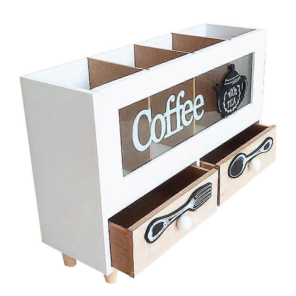 Wooden Coffee Storage Container 1 Set Decorative Box for Desktop Organization