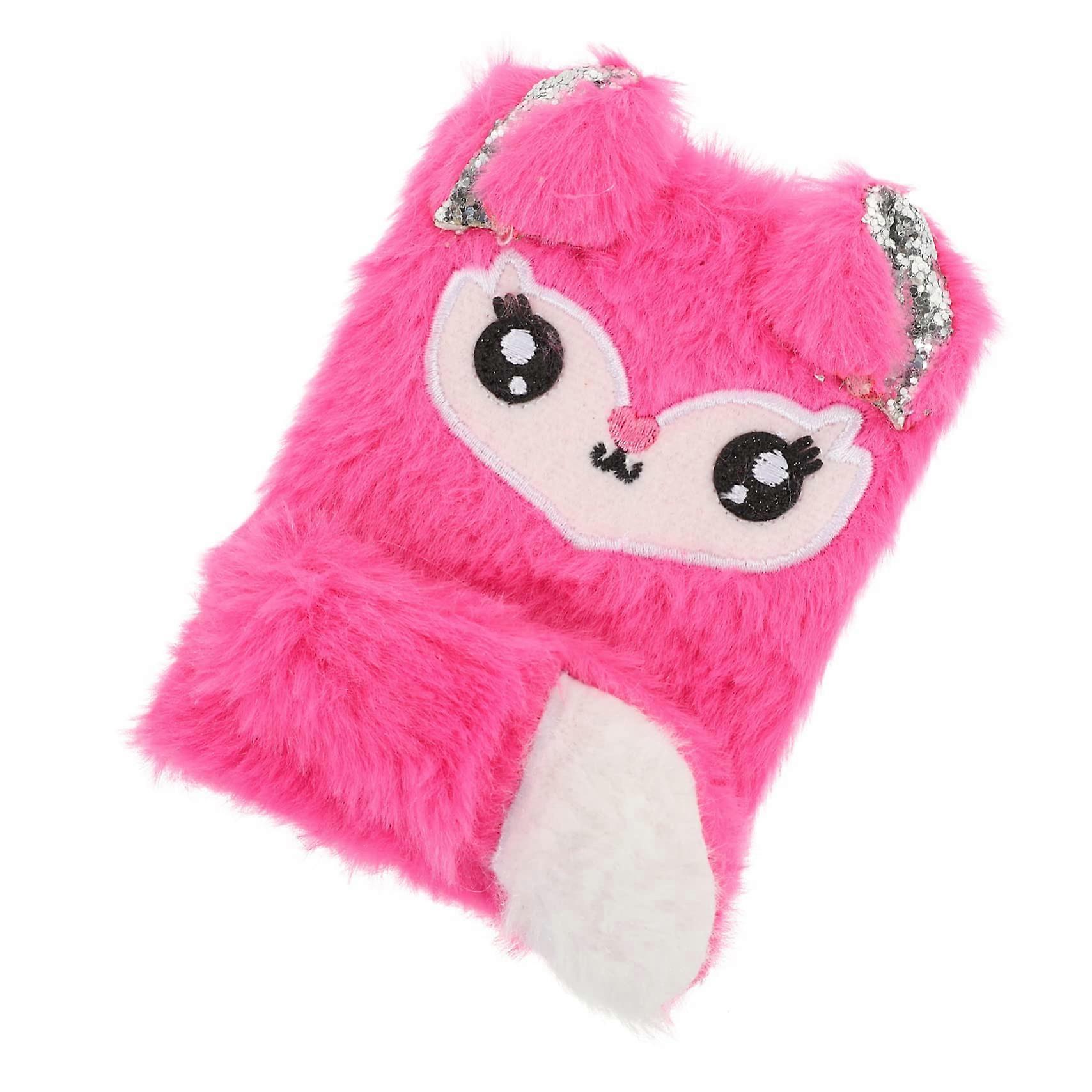 Plush Notebook for Girls Cartoon Characters Soft Plush Cover Daily Use Journal