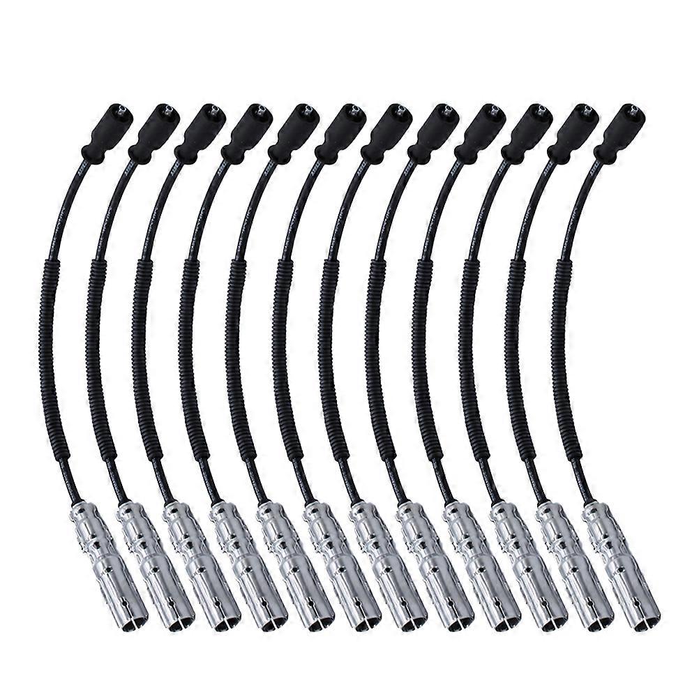 Ignition Wire Set For Auto Vehicle Maintenance 50X2Cm Black High Performance 12Pcs