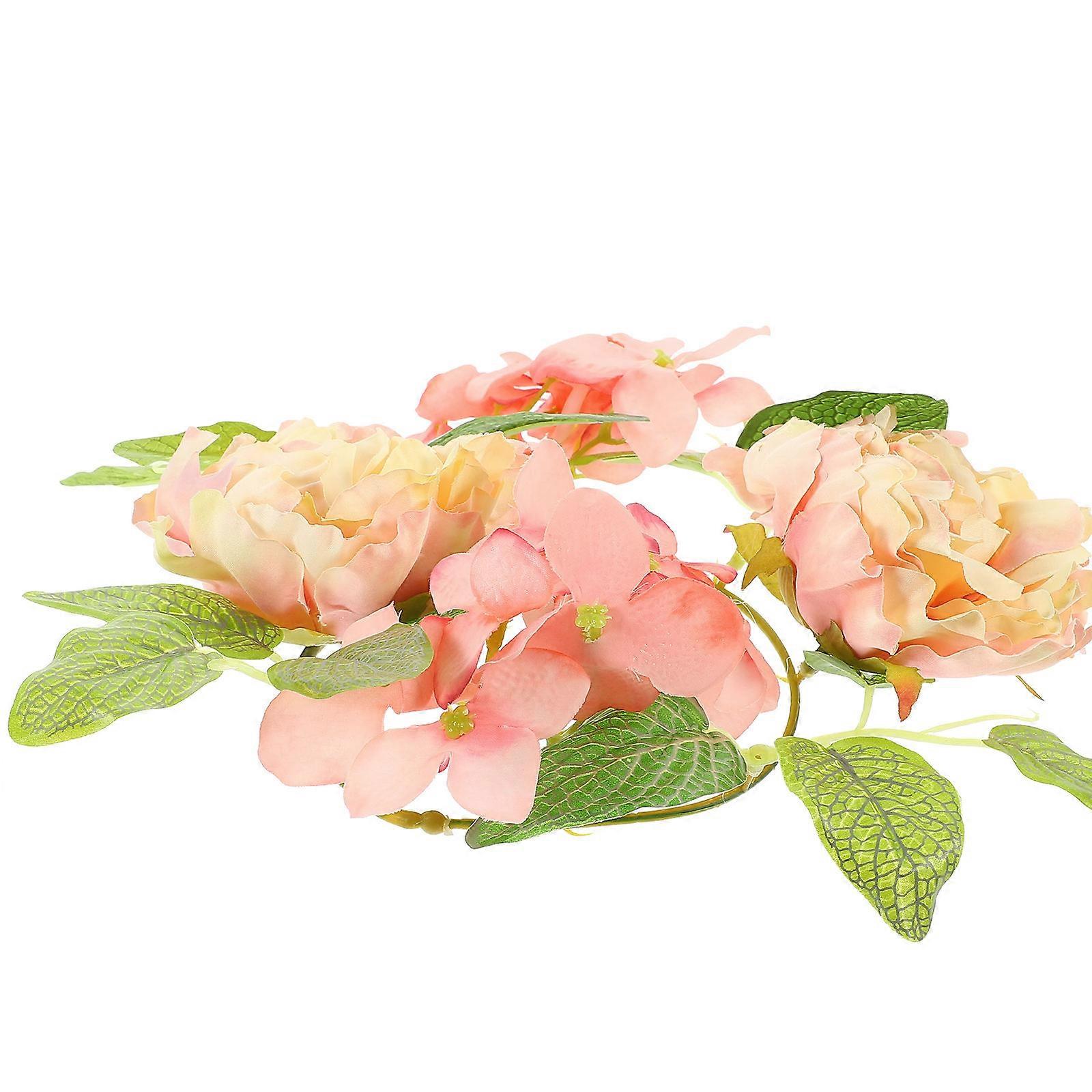 Ceremonial Candle Ring In Assorted Color With Artificial Flowers For Valentine's Day 1Pack