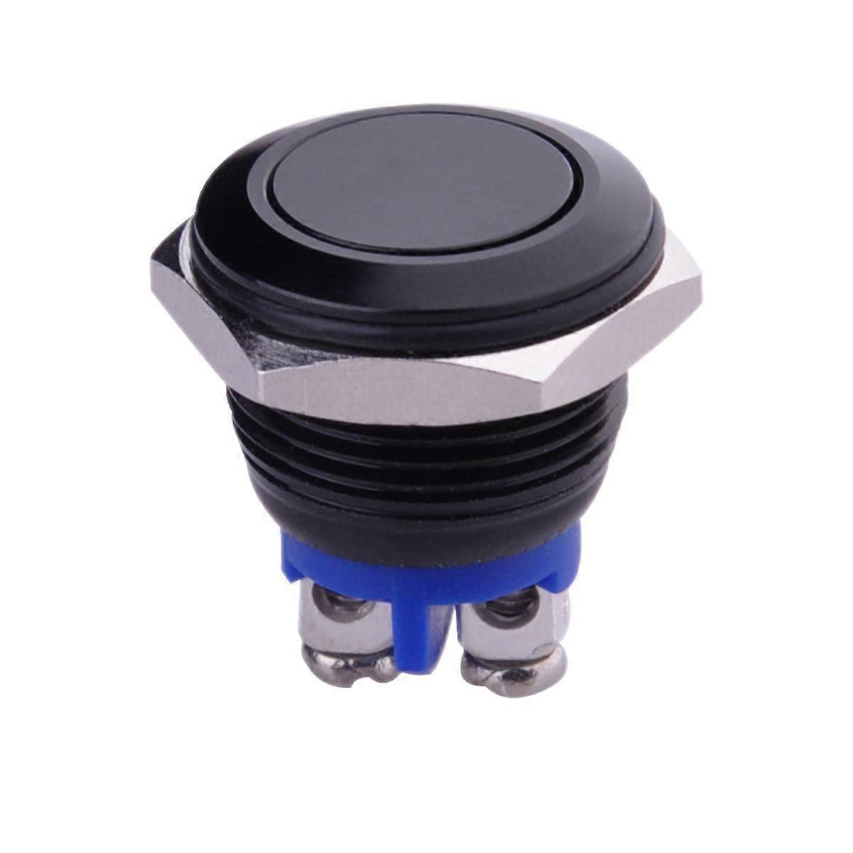 Momentary Push Button Switch with Metal Shell for Car Use Black 16mm