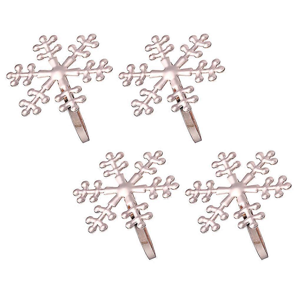 Snowflake Napkin Holders 1 Set 4 Pcs Elegant Napkin Decoration Christmas Golden Color Practical Design